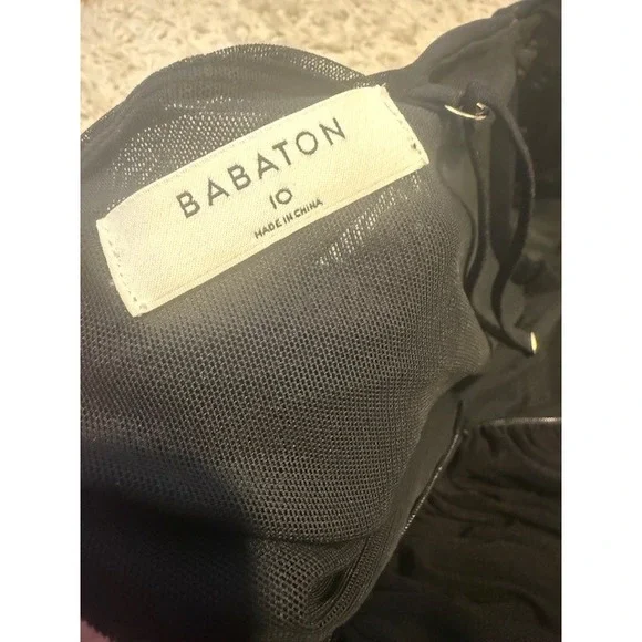 Aritzia Babaton Luxor Ruched Mesh Midi Dress Sz 10 Bustier Bodycon Black Mesh - Picture 3 of 10